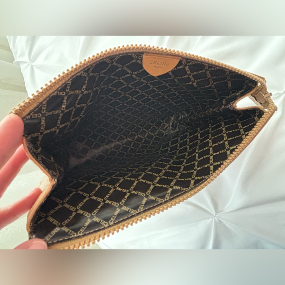 Celine Tan and Brown Patterned Pouch, GVC - Picture 6 of 11